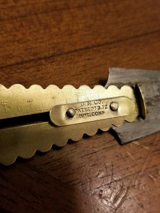 Antique RARE D.  M.  Co Doolittle Buttonhole Cutter Knife Sewing PAT.  SEPT 3,  1872 4