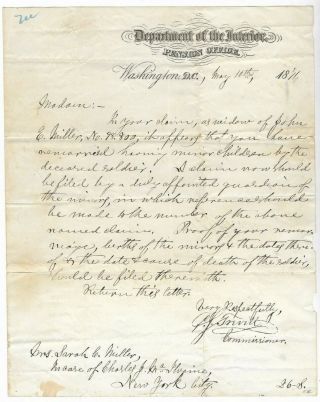 Antique Civil War Pension Letter Handwritten Manuscript Soldier 