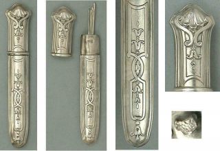 Antique French Silver Needle Case Circa 1890s 2