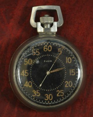 1945 Pocket Watch Elgin Size 16 7 Jewels,  Runs Hands Do Not Move