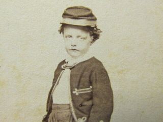 Taunton Massachusetts Little Boy Dresses As A Zouave Civil War Soldier Cdv Photo