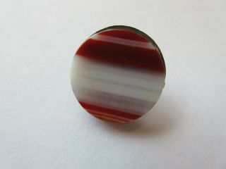 Flawless Antique Vtg Polished Agate Stone on Metal BUTTON DRUM Type 3/4 
