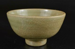 S6386: Chinese Pottery Celadon TEA BOWL Green tea tool Tea Ceremony 2