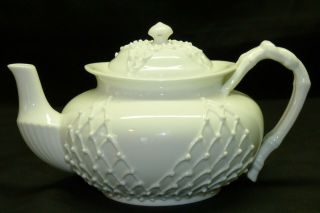 Antique Ktk Knowles Taylor White Lotus Ware Teapot Fishnet Valenciennes Lace