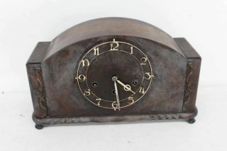H.  A.  C 3657 Tabletop Vintage Antique Wooden Mechanical Chiming Mantle Clock