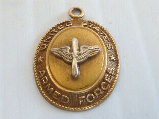 " United States Armed Forces " Oval Gold Pendant/charm,  Wings&propeller At Center