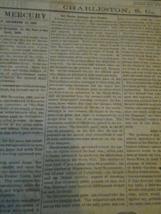 1860 Charleston Mercury South Carolina Newspaper The Union Disolved Civil War 3