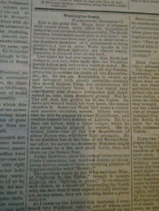 1860 Charleston Mercury South Carolina Newspaper The Union Disolved Civil War 4