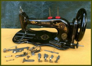 Rare Antique Singer Model 13 - Acanthus Fiddle Base - Sewing Machine