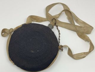 Civil War Bullseye Canteen With Cover,  Strap,  Chain And Stopper