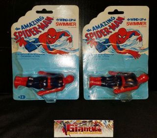 Vintage 1979 Spider - Man Wind - Up Swimmer.  X 2