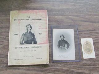 Colonel Elmer Ellsworth 100th Anniversary Program,  Engraving & Cdv Photograph