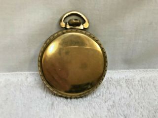 ELGIN 575 15 JEWEL 10K ROLLED GOLD PLATE POCKET WATCH W/BRASS STAND 4