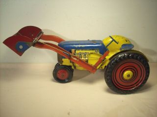 1930s Marx Toys Front End Loader Toy Tractor Farm Series Equipment Steel Wheels