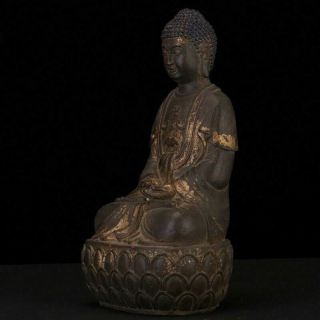 Spectacular Rare Unusual Archaic China Bronze Buddha Seated Statue Sculpture 2