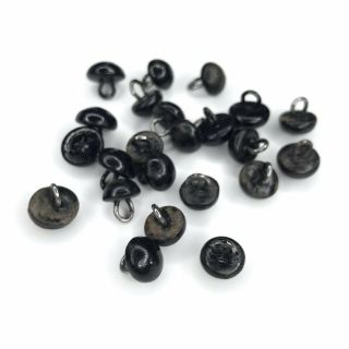 Antique Shoe Boot Buttons Black Round Teddy Bear Eyes Victorian Distressed 23pcs