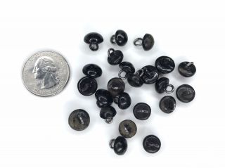 Antique Shoe Boot Buttons Black Round Teddy Bear Eyes Victorian Distressed 23pcs 2