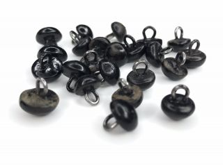 Antique Shoe Boot Buttons Black Round Teddy Bear Eyes Victorian Distressed 23pcs 3
