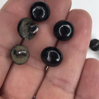 Antique Shoe Boot Buttons Black Round Teddy Bear Eyes Victorian Distressed 23pcs 4