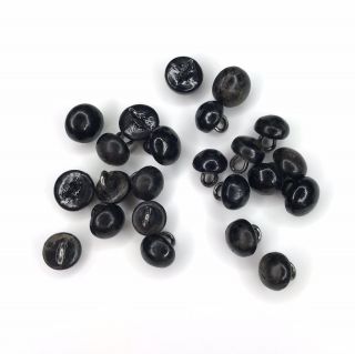 Antique Shoe Boot Buttons Black Round Teddy Bear Eyes Victorian Distressed 23pcs 5