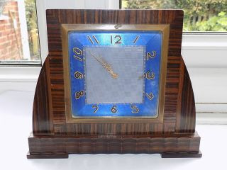 Pretty Art Deco Rosewood Swiss 8 Day Mechanical Wind Mantle Clock