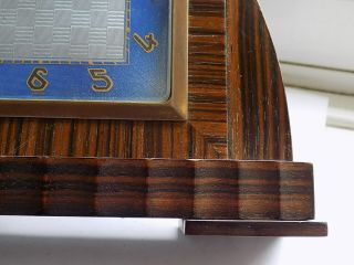 PRETTY ART DECO ROSEWOOD SWISS 8 DAY MECHANICAL WIND MANTLE CLOCK 6