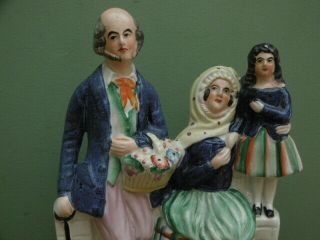 19thc Staffordshire Group Figure With Elderly Couple & Child C.  1870