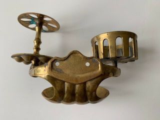 Vintage Brass Soap Dish,  Cup,  and Toothbrush Holder - Antique Bathroom Fixture 3