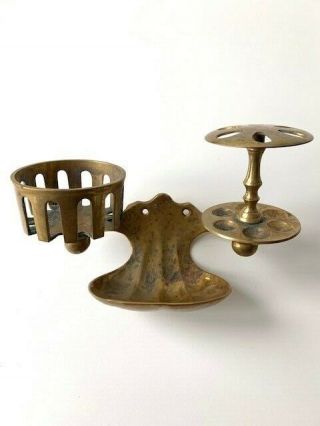 Vintage Brass Soap Dish,  Cup,  and Toothbrush Holder - Antique Bathroom Fixture 7