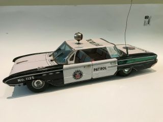 Vintage Large Tin Litho Friction Buick Police Patrol Car