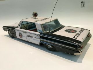 Vintage Large Tin Litho Friction Buick Police Patrol Car 2