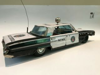 Vintage Large Tin Litho Friction Buick Police Patrol Car 4