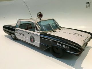 Vintage Large Tin Litho Friction Buick Police Patrol Car 5