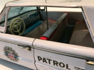 Vintage Large Tin Litho Friction Buick Police Patrol Car 6