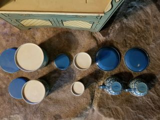 Vintage 1950s Wolverine Kitchrn Cabinet With Canisters And Cups And Saucers 5