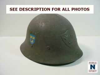 Noblespirit {3970}vintage Wwii Ear Swedish M21 High Top Steel Helmet