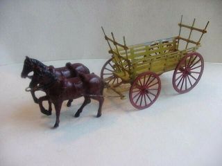 Vintage Horse Drawn Farm Wagon Britain Lead Toys