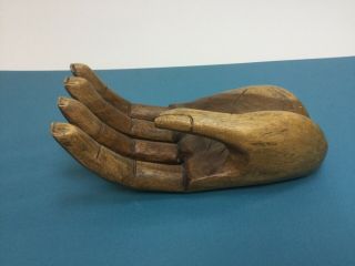 Carved Wooden Hand Sculpture Of Large Human Hand Mahogany Very Unusual