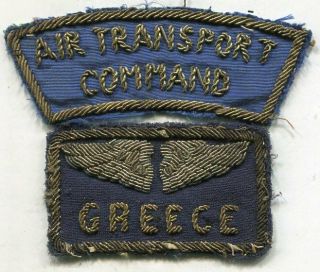 Theater Made Ww 2 Usaaf Air Transport Command Greece Bullion Patches