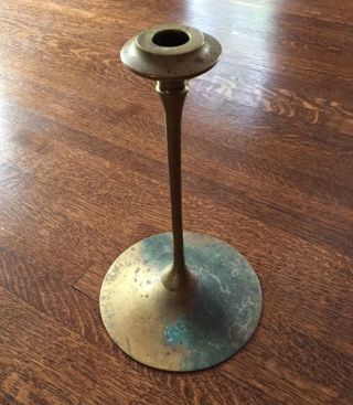 Antique Heavy Brass Or Bronze Wide - Bottom Candle Holder Unsigned