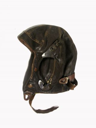 Wwii Raf " Battle Of Britain " Leather Flight Helmet,  Dated 1939