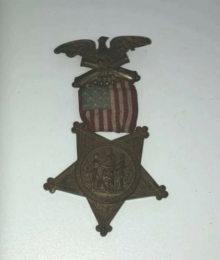 Antique 1886 Gar Civil War Veterans Badge A1783,  Ribbon