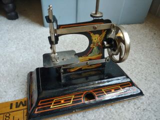 Antique Black Deco Metal Painted Toy Sewing Machine Casige British Zone Germany