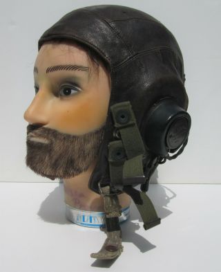 Us Army Air Force A - 11 Leather Flight Helmet With Th 37 Receivers