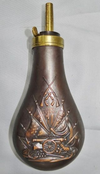 Rare Dixon & Sons Colt Patent Powder Flask Black Powder Navy Made In England