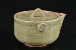 S6179: Japanese Mushiake - ware Green glaze TEA POT Houhin Kyusu Sencha 3