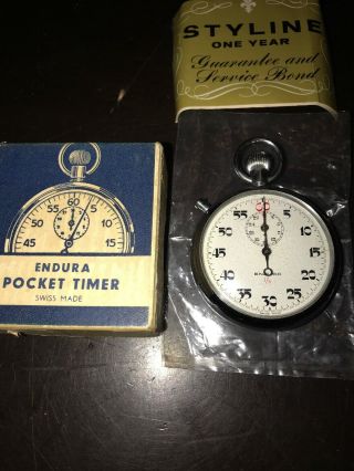 Vintage Stop Watch 1967 Endura Hd Pocket Timer 171 Swiss 1/5