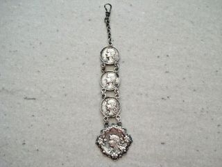 Antique Art Nouveau Sterling Silver Watch Fob Pocket Watch Chain Victorian Wow