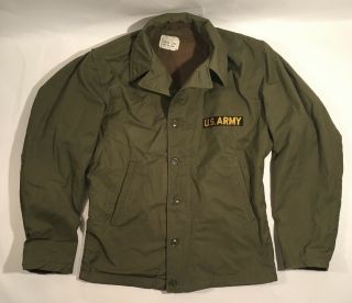 Vintage Ww2 U S Navy Deck Jacket N - 4 Sz 36 Green Foul Weather Nxsx83891
