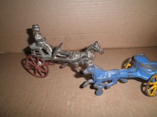 2 Neat Old Toy Cast Iron Horse Drawn Buggies - Carts C.  1915 - 1930 